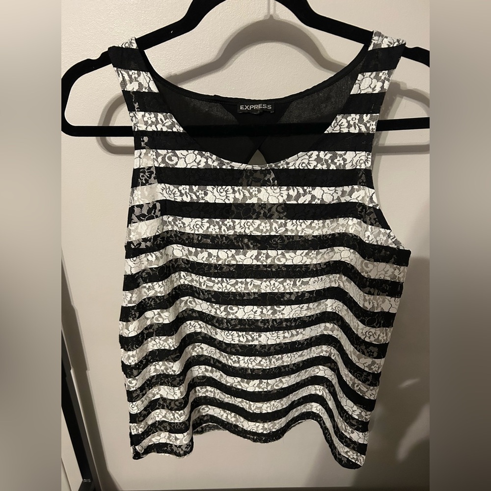 Express Striped Lace Top